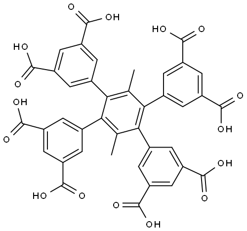 4',5'-bis(3,5-dicarboxyphenyl)-3',6'-dimethyl-[1,1':2',1''-terphenyl]-3,3'',5,5''-tetracarboxylic acid Struktur