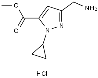 Methyl 5-(aminomethyl)-2-cyclopropyl-pyrazole-3-carboxylate hydrochloride Struktur