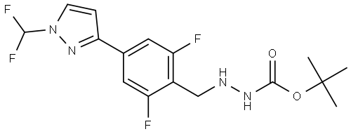 tert-butyl 2-(4-(1-(difluoromethyl)-1H-pyrazol-3-yl)-2,6-difluorobenzyl)hydrazine-1-carboxylate Struktur