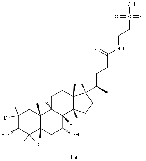 2-[[(3α,5β,7α)-3,7-dihydroxy-24-oxocholan-24-yl-2,2,4,4-d4]amino]-ethanesulfonicacid,monosodiumsalt Struktur