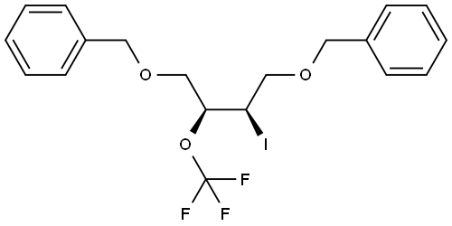 ((((2R,3S)-2-iodo-3-(trifluoromethoxy)butane-1,4-diyl)bis(oxy))bis(methylene))dibenzene Struktur