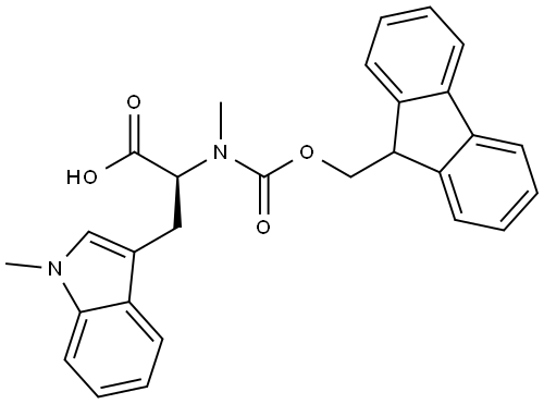 (2S)-2-({[(9H-fluoren-9-yl)methoxy]carbonyl}(methyl)amino)-3-(1-methyl-1H-indol-3-yl)propanoic acid Struktur