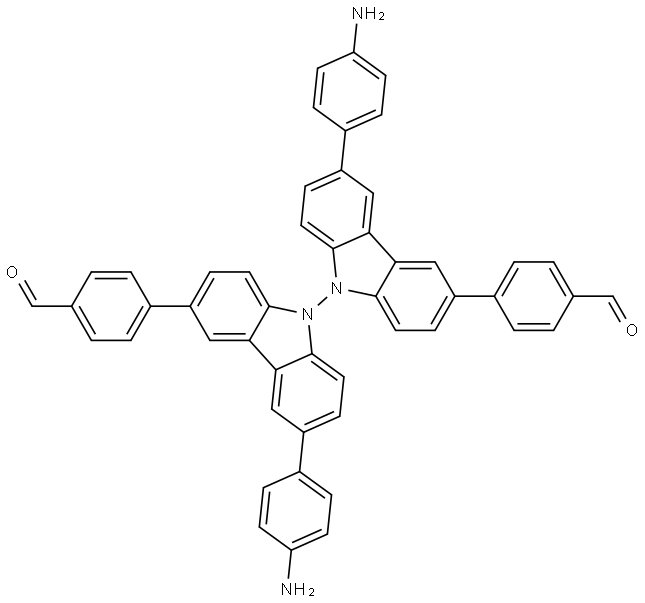 4,4'-(6,6'-bis(4-aminophenyl)-[9,9'-bicarbazole]-3,3'-diyl)dibenzaldehyde Struktur