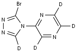 2-(3-bromo-4H-1,2,4-triazol-4-yl-5-d)pyrazine-3,5,6-d3 Struktur