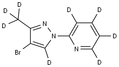 2-(4-bromo-3-(methyl-d3)-1H-pyrazol-1-yl-5-d)pyridine-3,4,5,6-d4 Struktur