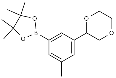 2-(3-(1,4-dioxan-2-yl)-5-methylphenyl)-4,4,5,5-tetramethyl-1,3,2-dioxaborolane Struktur