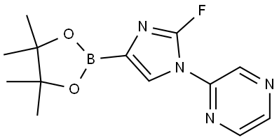 2-(2-fluoro-4-(4,4,5,5-tetramethyl-1,3,2-dioxaborolan-2-yl)-1H-imidazol-1-yl)pyrazine Struktur