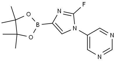 5-(2-fluoro-4-(4,4,5,5-tetramethyl-1,3,2-dioxaborolan-2-yl)-1H-imidazol-1-yl)pyrimidine Struktur