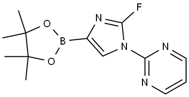 2-(2-fluoro-4-(4,4,5,5-tetramethyl-1,3,2-dioxaborolan-2-yl)-1H-imidazol-1-yl)pyrimidine Struktur