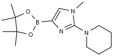 1-(1-methyl-4-(4,4,5,5-tetramethyl-1,3,2-dioxaborolan-2-yl)-1H-imidazol-2-yl)piperidine Struktur