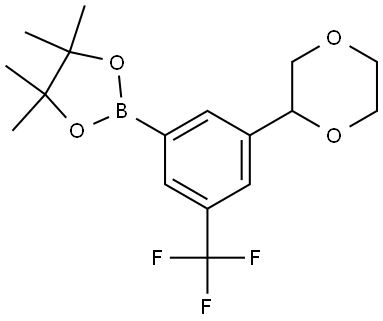 2-(3-(1,4-dioxan-2-yl)-5-(trifluoromethyl)phenyl)-4,4,5,5-tetramethyl-1,3,2-dioxaborolane Struktur