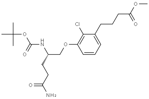 methyl (S)-4-(3-((5-amino-2-((tert-butoxycarbonyl)amino)-5-oxopentyl)oxy)-2-chlorophenyl)butanoate Struktur