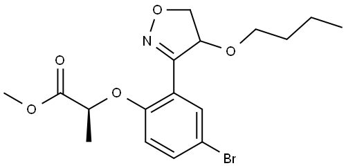 methyl (2S)-2-(4-bromo-2-(4-butoxy-4,5-dihydroisoxazol-3-yl)phenoxy)propanoate Struktur