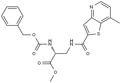 Methyl (R)-2-(((benzyloxy)carbonyl)amino)-3-(7-methylthieno[3,2-b]pyridine-2-carboxamido)propanoate Struktur