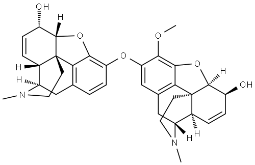 Morphinan-6-ol, 7,8-didehydro-2-[[(5α,6α)-7,8-didehydro-4,5-epoxy-6-hydroxy-17-methylmorphinan-3-yl]oxy]-4,5-epoxy-17-methyl-, (5α,6α)- Struktur