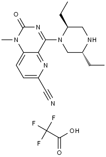 4-[(2S,5R)-2,5-diethylpiperazin-1-yl]-1-methyl-2-oxo-1H,2H-pyrido[3,2-d]pyrimidine-6-carbonitrile trifluoroacetic acid Struktur