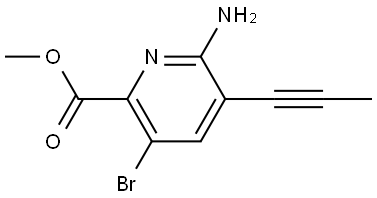 2-Pyridinecarboxylic acid, 6-amino-3-bromo-5-(1-propyn-1-yl)-, methyl ester Struktur