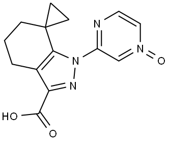 3-(3'-carboxy-5',6'-dihydrospiro[cyclopropane-1,7'-indazol]-1'(4'H)-yl)pyrazine 1-oxide Struktur