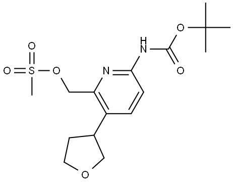 (6-((tert-butoxycarbonyl)amino)-3-(tetrahydrofuran-3-yl)pyridin-2-yl)methyl methanesulfonate Struktur