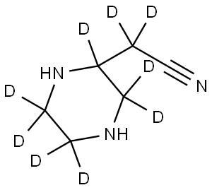 2-(piperazin-2-yl-2,3,3,5,5,6,6-d7)acetonitrile-d2 Struktur