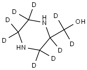 (piperazin-2-yl-2,3,3,5,5,6,6-d7)methan-d2-ol Struktur