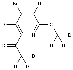 1-(4-bromo-6-(methoxy-d3)pyridin-2-yl-3,5-d2)ethan-1-one-2,2,2-d3 Struktur