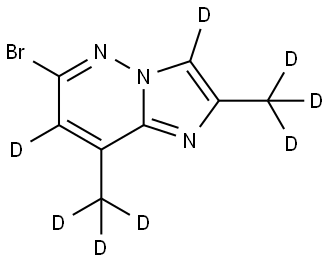 6-bromo-2,8-bis(methyl-d3)imidazo[1,2-b]pyridazine-3,7-d2 Struktur