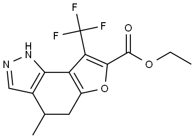 ethyl 4-methyl-8-(trifluoromethyl)-4,5-dihydro-1H-furo[2,3-g]indazole-7-carboxylate Struktur