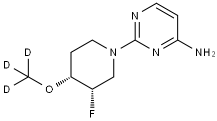 2-[(3S,4R)-3-fluoro-4-d3-methoxypiperidin-1-yl]pyrimidin-4-amine Struktur