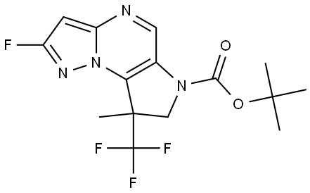 tert-butyl 2-fluoro-8-methyl-8-(trifluoromethyl)-7,8-dihydro-6H-pyrazolo[1,5-a]pyrrolo[2,3-e]pyrimidine-6-carboxylate Struktur