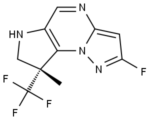 (R)-2-fluoro-8-methyl-8-(trifluoromethyl)-7,8-dihydro-6H-pyrazolo[1,5-a]pyrrolo[2,3-e]pyrimidine Struktur