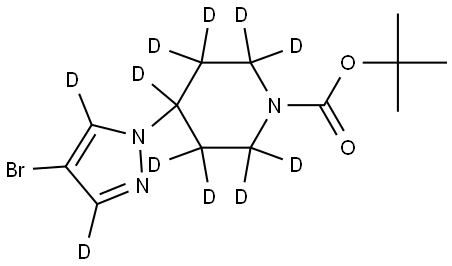 tert-butyl 4-(4-bromo-1H-pyrazol-1-yl-3,5-d2)piperidine-1-carboxylate-2,2,3,3,4,5,5,6,6-d9 Struktur