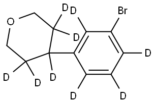 4-(3-bromophenyl-2,4,5,6-d4)tetrahydro-2H-pyran-3,3,4,5,5-d5 Struktur