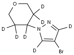 4-bromo-1-(tetrahydro-2H-pyran-4-yl-3,3,4,5,5-d5)-1H-pyrazole-3,5-d2 Struktur