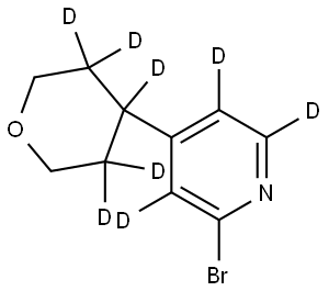 2-bromo-4-(tetrahydro-2H-pyran-4-yl-3,3,4,5,5-d5)pyridine-3,5,6-d3 Struktur