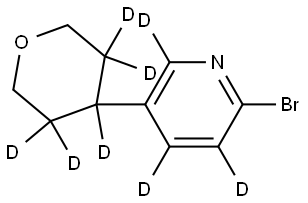 2-bromo-5-(tetrahydro-2H-pyran-4-yl-3,3,4,5,5-d5)pyridine-3,4,6-d3 Struktur