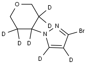 3-bromo-1-(tetrahydro-2H-pyran-4-yl-3,3,4,5,5-d5)-1H-pyrazole-4,5-d2 Struktur