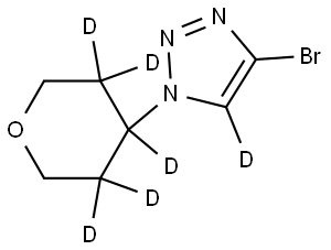 4-bromo-1-(tetrahydro-2H-pyran-4-yl-3,3,4,5,5-d5)-1H-1,2,3-triazole-5-d Struktur