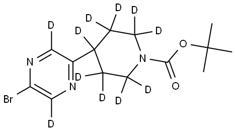 tert-butyl 4-(5-bromopyrazin-2-yl-3,6-d2)piperidine-1-carboxylate-2,2,3,3,4,5,5,6,6-d9 Struktur