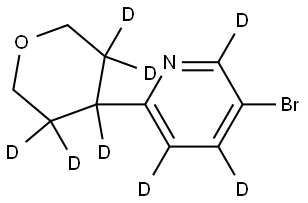 5-bromo-2-(tetrahydro-2H-pyran-4-yl-3,3,4,5,5-d5)pyridine-3,4,6-d3 Struktur