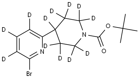 tert-butyl 4-(6-bromopyridin-2-yl-3,4,5-d3)piperidine-1-carboxylate-2,2,3,3,4,5,5,6,6-d9 Struktur