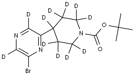 tert-butyl 4-(6-bromopyrazin-2-yl-3,5-d2)piperidine-1-carboxylate-2,2,3,3,4,5,5,6,6-d9 Struktur