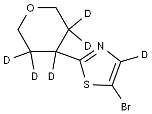 5-bromo-2-(tetrahydro-2H-pyran-4-yl-3,3,4,5,5-d5)thiazole-4-d Struktur