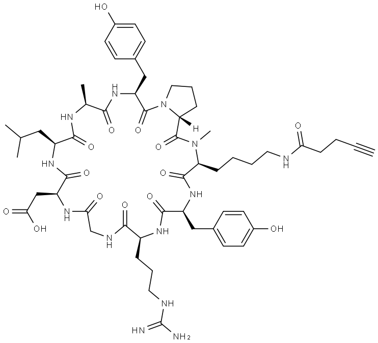 c[YRGDLAYp(NMe)K(pentynoic amide)] Struktur