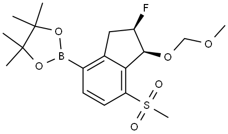 2-[(1S,2R)-2-fluoro-7-methanesulfonyl-1-(methoxymethoxy)-2,3-dihydro-1H-inden-4-yl]-4,4,5,5-tetramethyl-1,3,2-dioxaborolane Struktur