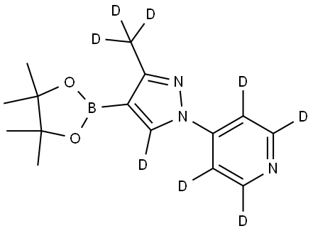 4-(3-(methyl-d3)-4-(4,4,5,5-tetramethyl-1,3,2-dioxaborolan-2-yl)-1H-pyrazol-1-yl-5-d)pyridine-2,3,5,6-d4 Struktur