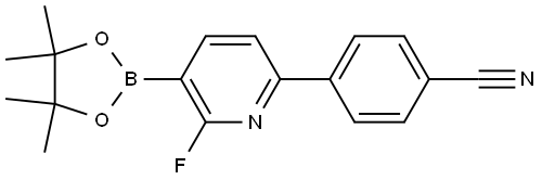 4-(6-fluoro-5-(4,4,5,5-tetramethyl-1,3,2-dioxaborolan-2-yl)pyridin-2-yl)benzonitrile Struktur