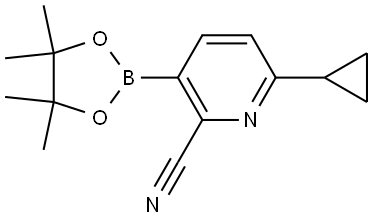 6-cyclopropyl-3-(4,4,5,5-tetramethyl-1,3,2-dioxaborolan-2-yl)picolinonitrile Struktur