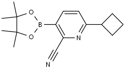 6-cyclobutyl-3-(4,4,5,5-tetramethyl-1,3,2-dioxaborolan-2-yl)picolinonitrile Struktur