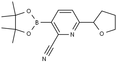 6-(tetrahydrofuran-2-yl)-3-(4,4,5,5-tetramethyl-1,3,2-dioxaborolan-2-yl)picolinonitrile Struktur